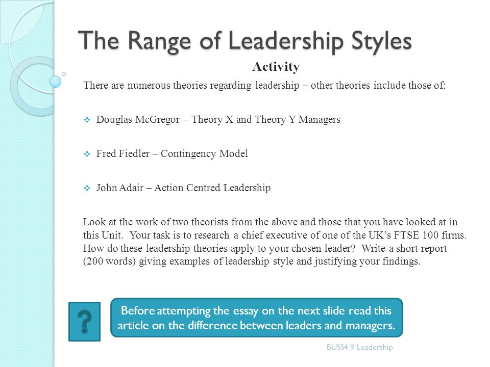 Core Leadership Theories
